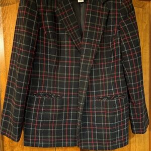 Plaid Blazer with Red and Black Pattern